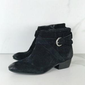 Rebels Black Suede Buckle Ankle Booties 6.5